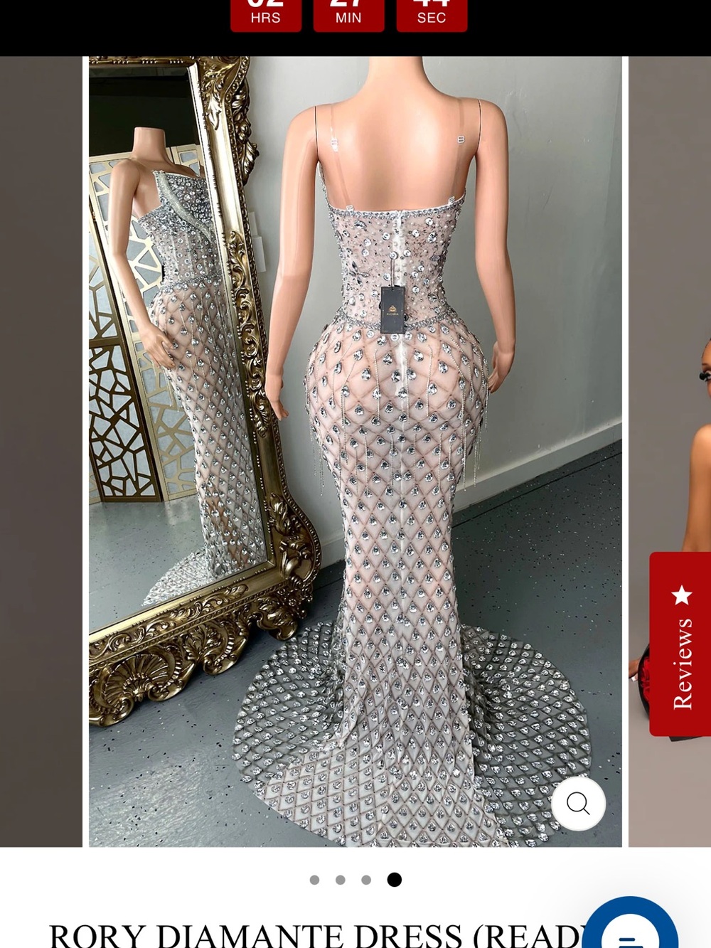 Rory Diamante Backless Evening Dress in Nude